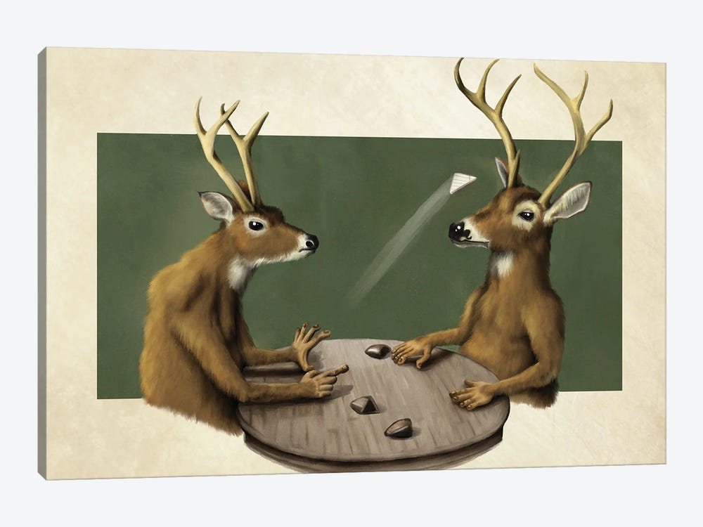 Deer Games by Tim Andraka 1-piece Canvas Print