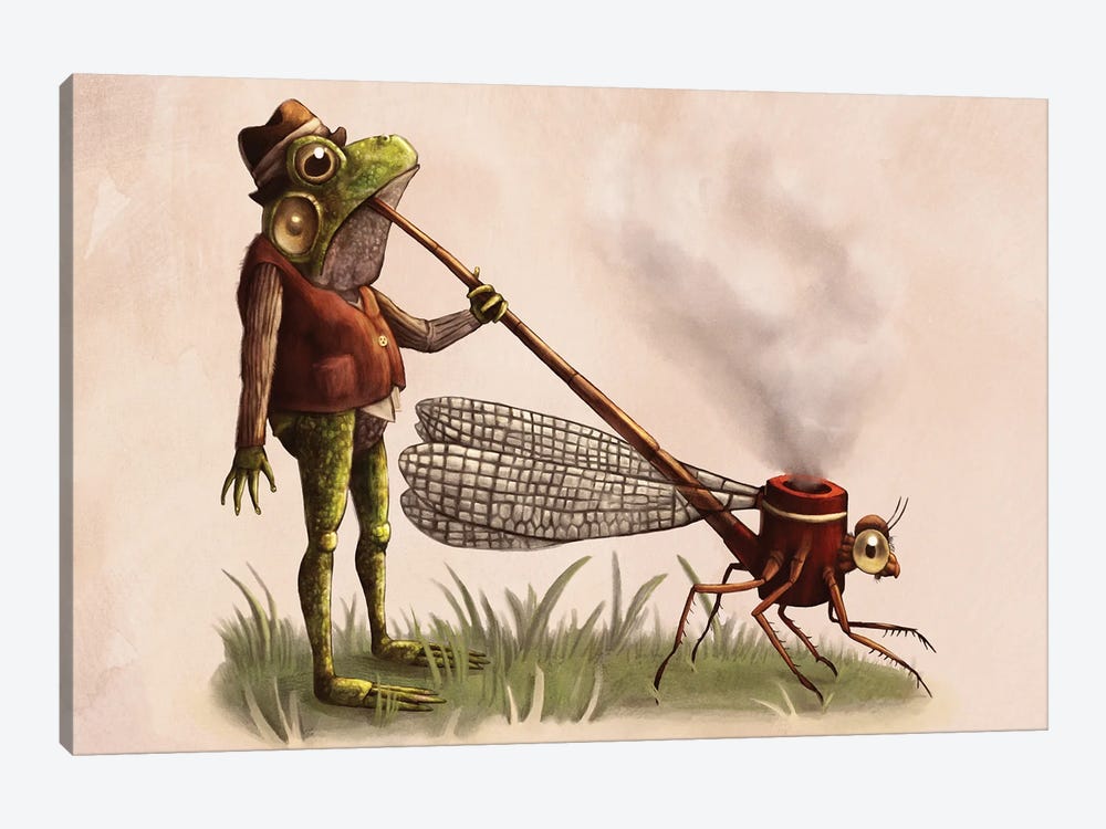 Frog With A Pipe by Tim Andraka 1-piece Canvas Art