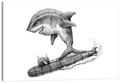 Gnarly Megalodon Canvas Art Print - Shark Art