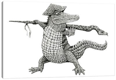 Alligator Warrior Canvas Art Print