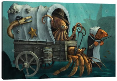 Marine Caravan Canvas Art Print - Octopus Art