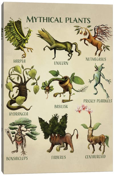 Mythical Plants Canvas Art Print - Friendly Mythical Creatures