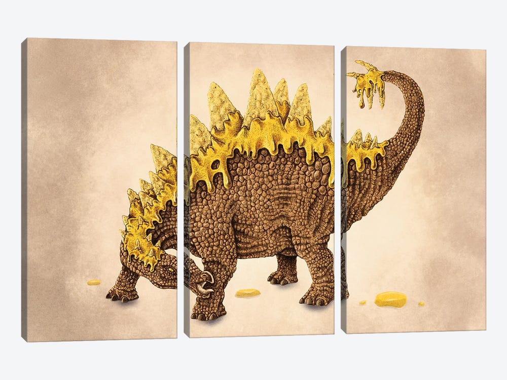 Nacho Stegosaurus by Tim Andraka 3-piece Canvas Print
