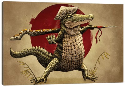 Alligator Warrior Canvas Art Print - Tim Andraka