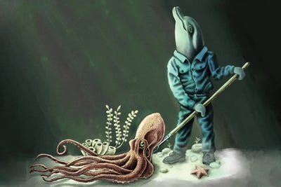 Ocean Floor Custodian by Tim Andraka framed canvas print