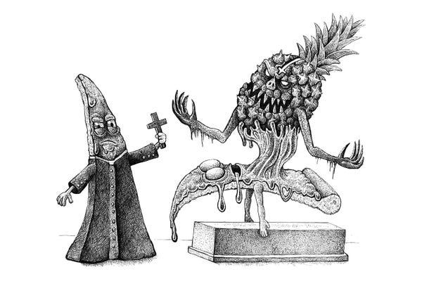 Black & White Drawings & Illustrations: Pineapple Exorcism by Tim Andraka