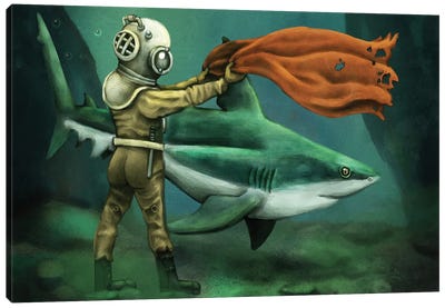 Bull Shark Canvas Art Print - Tim Andraka