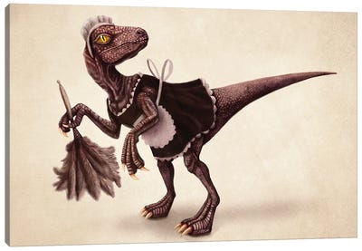 Raptor With Feathers Canvas Art Print - Prehistoric Animal Art