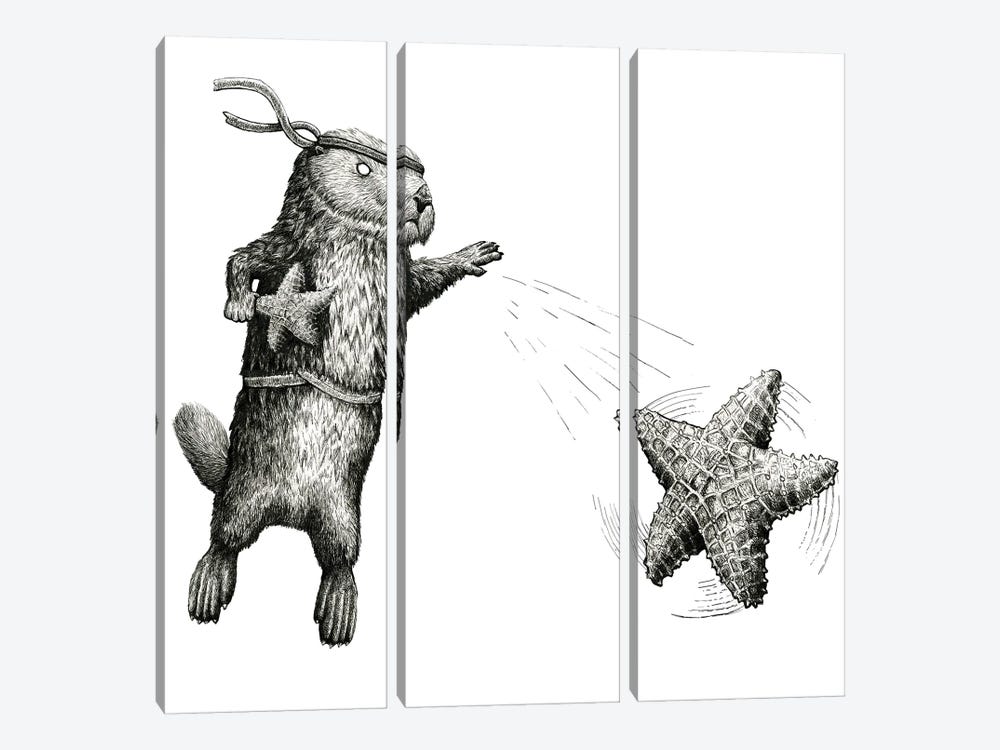 Captain Cuddles - Black And White by Tim Andraka 3-piece Art Print
