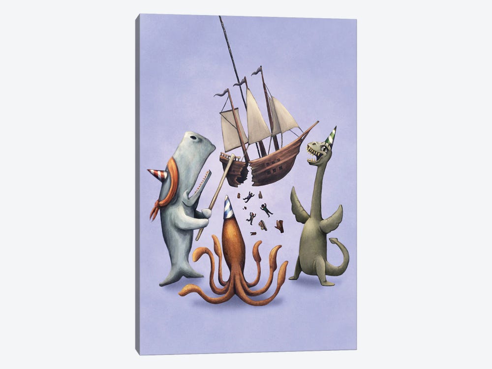 Sea Monster Party by Tim Andraka 1-piece Art Print