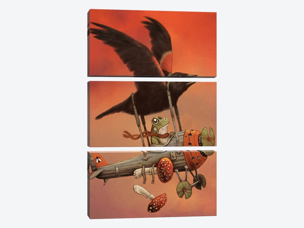 The Red-Winged Baron by Tim Andraka 3-piece Canvas Art