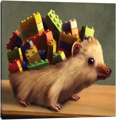 Toy Brick Hedgehog Canvas Art Print - Building Blocks