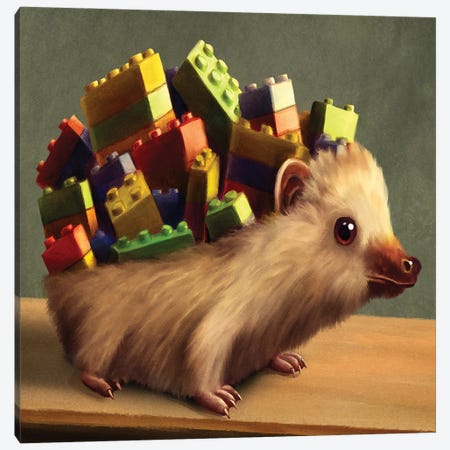 Toy Brick Hedgehog Canvas Print #TAK86} by Tim Andraka Canvas Wall Art