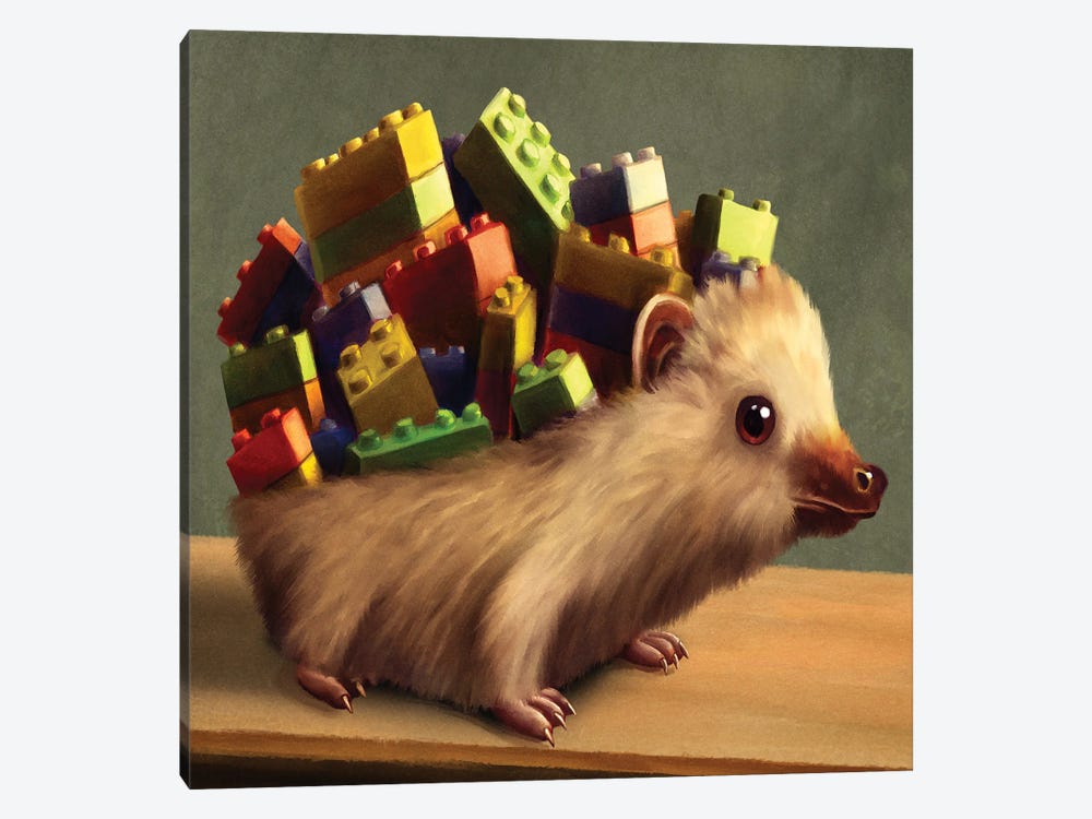 Toy Brick Hedgehog by Tim Andraka 1-piece Canvas Print