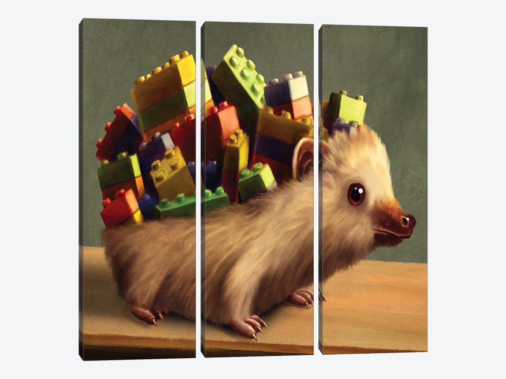 Toy Brick Hedgehog by Tim Andraka 3-piece Art Print