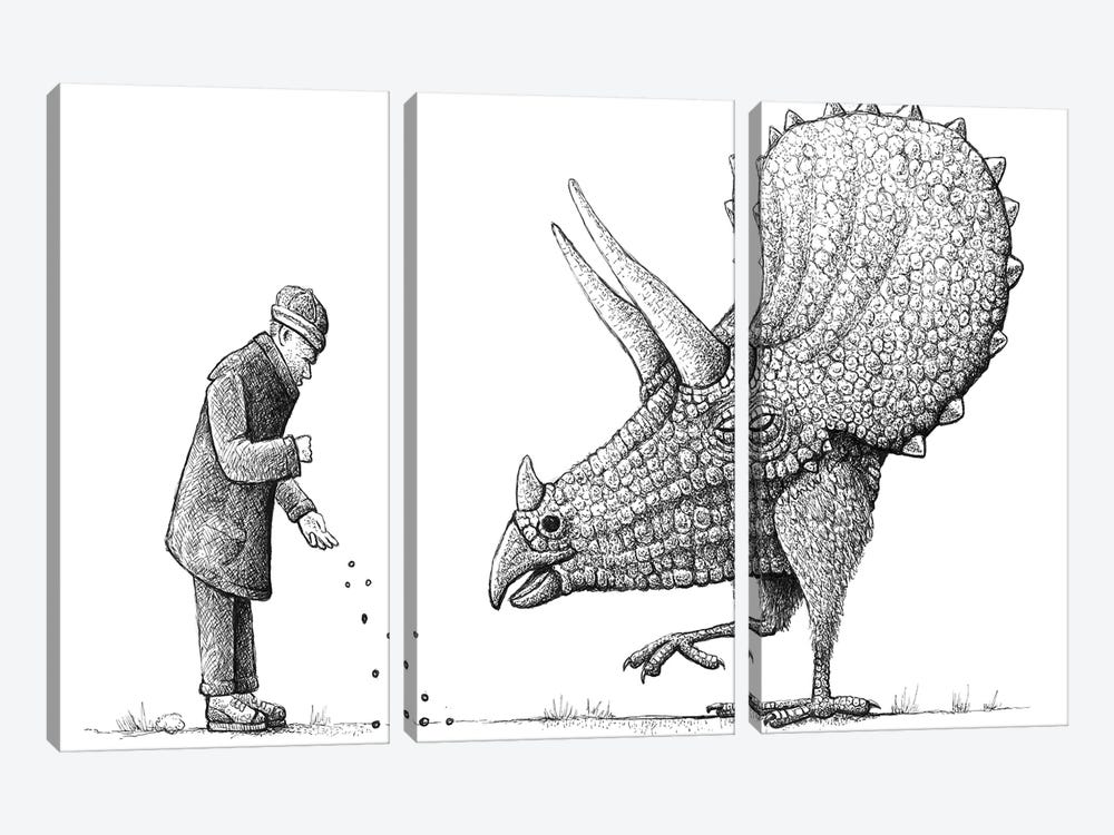 Triceratops Feeder by Tim Andraka 3-piece Canvas Art Print