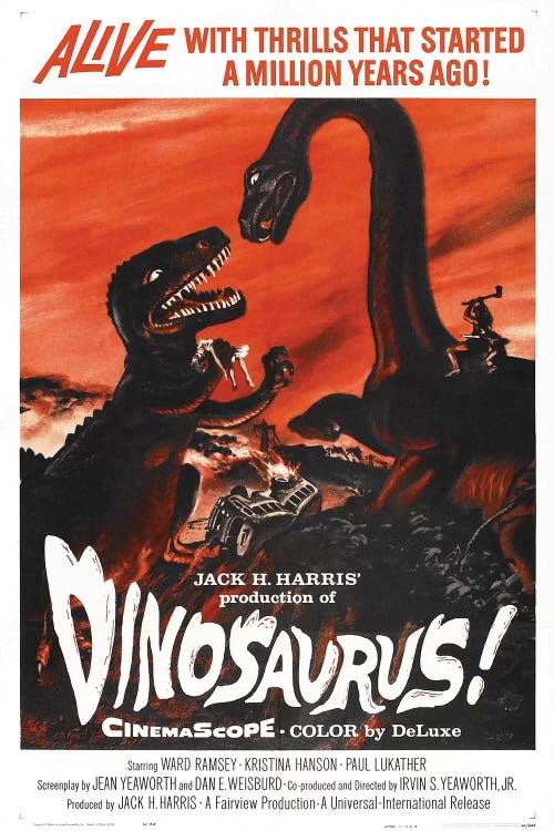 Dinosaurus! (1960) Movie Poster by Top Art Portfolio wall art