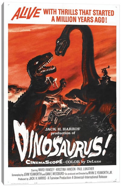 Dinosaurus! (1960) Movie Poster Canvas Art Print - Top Art Portfolio