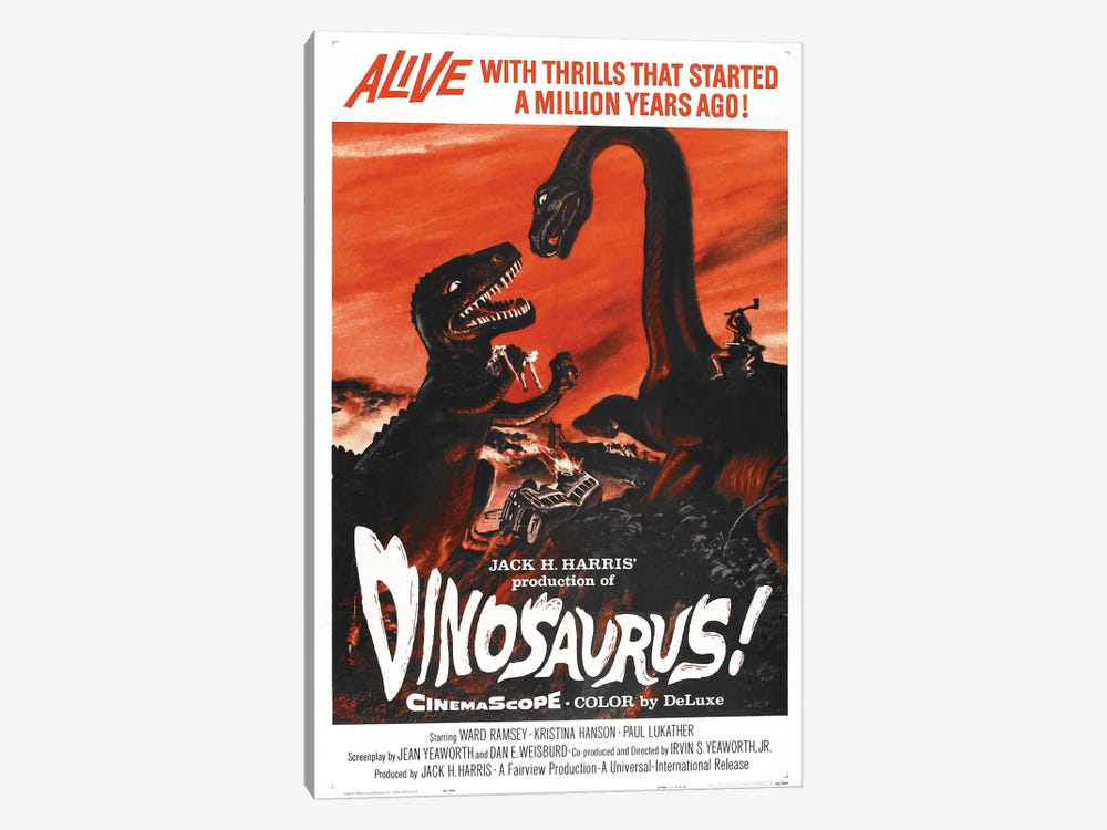 Dinosaurus! (1960) Movie Poster by Top Art Portfolio 1-piece Canvas Wall Art