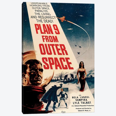 Ed Wood's Plan 9 From Outer Space (1959) Movie Poster Canvas Print #TAP12} by Top Art Portfolio Canvas Art Print