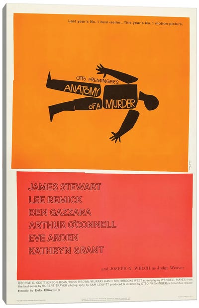 Anatomy Of A Murder (1959) Movie Poster Canvas Art Print - Mystery & Detective Movie Art