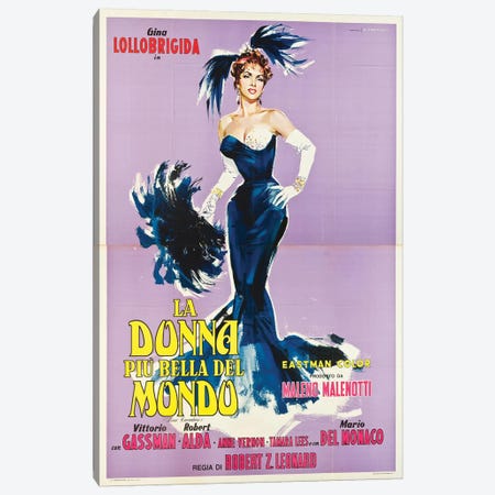 La Donna Piu Bella Del Mondo Starring Gina Lollobrigida (1955) Movie Poster Canvas Print #TAP21} by Top Art Portfolio Canvas Art