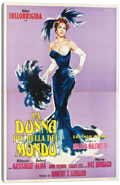 La Donna Piu Bella Del Mondo Starring Gina Lollobrigida (1955) Movie Poster Canvas Art Print