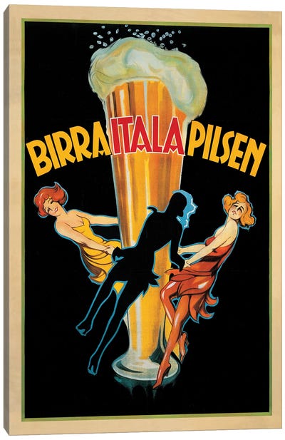 Birra Itala Pilsen, 1920 Ca. Canvas Art Print - Food & Drink Typography