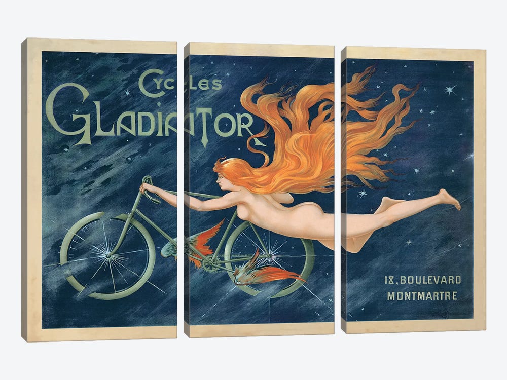 Cycles Gladiator, 1895 Ca. by Top Art Portfolio 3-piece Canvas Art Print