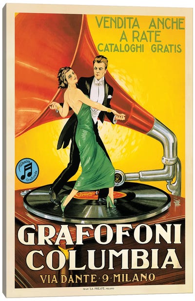 Grafofoni Columbia, 1920 Ca. Canvas Art Print - Vinyl Records
