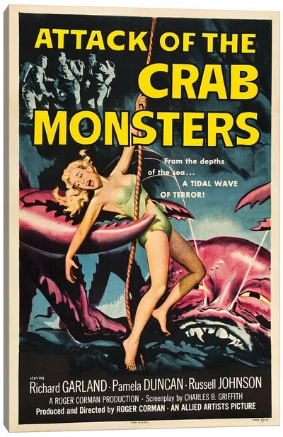 Attack Of The Crab Monsters (1957) Movie Poster Canvas Art Print - Horror Movie Art