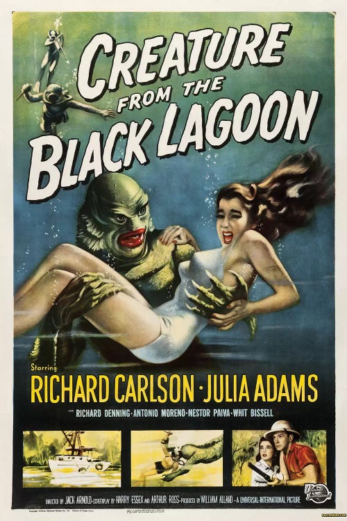 Creature From The Black Lagoon (1954) Movie Poster by Top Art Portfolio wall art