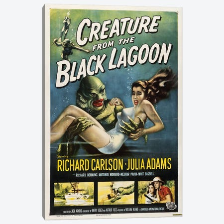 Creature From The Black Lagoon (1954) Movie Poster Canvas Print #TAP8} by Top Art Portfolio Canvas Art Print