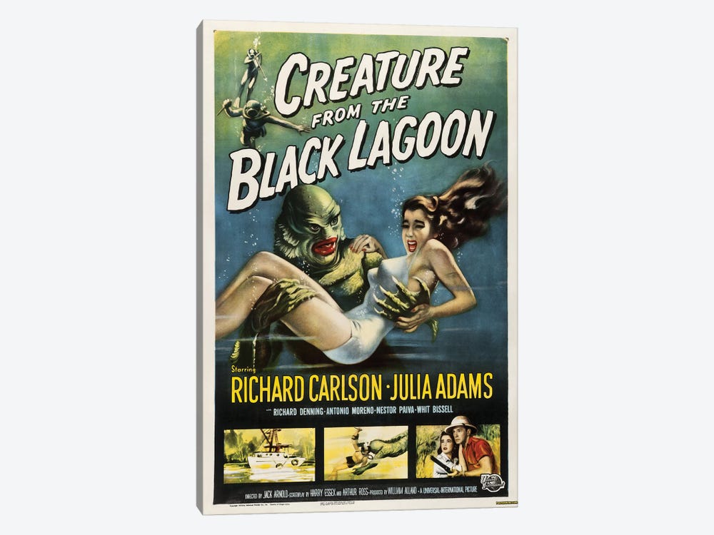 Creature From The Black Lagoon (1954) Movie Poster by Top Art Portfolio 1-piece Canvas Art