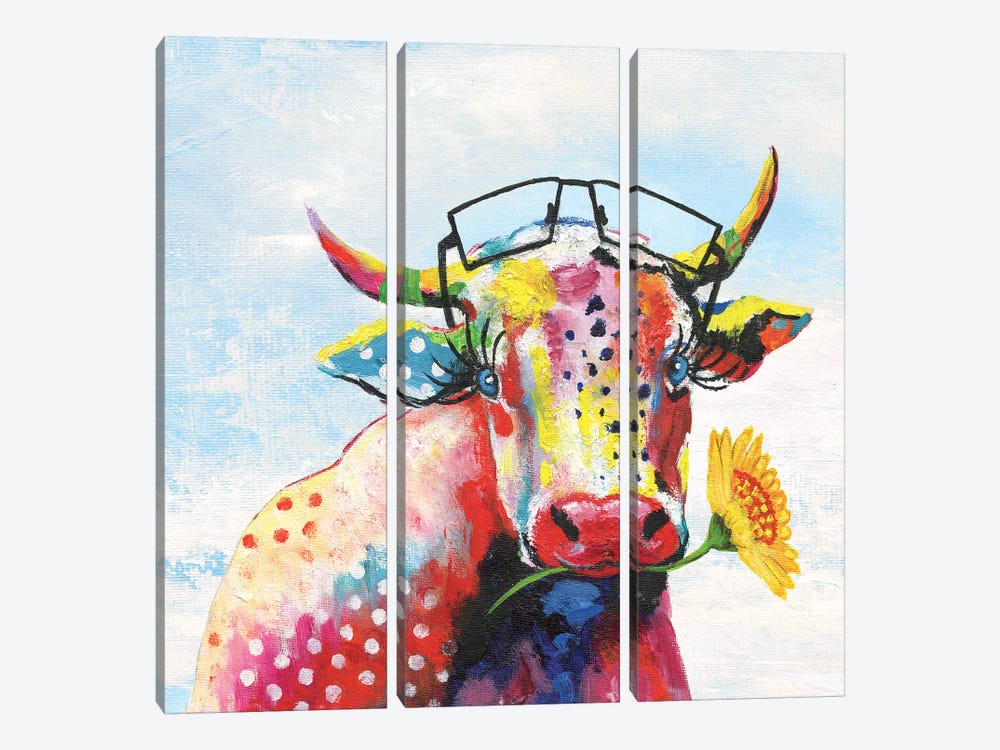 Groovy Cow and Sky by Tava Studios 3-piece Canvas Wall Art