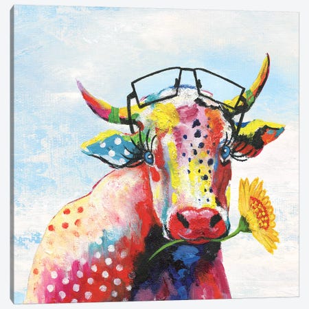 Groovy Cow and Sky Canvas Print #TAV102} by Tava Studios Canvas Artwork