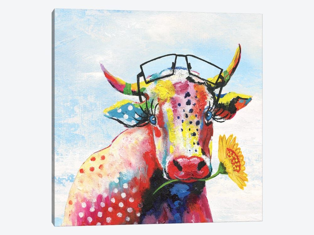 Groovy Cow and Sky by Tava Studios 1-piece Canvas Artwork