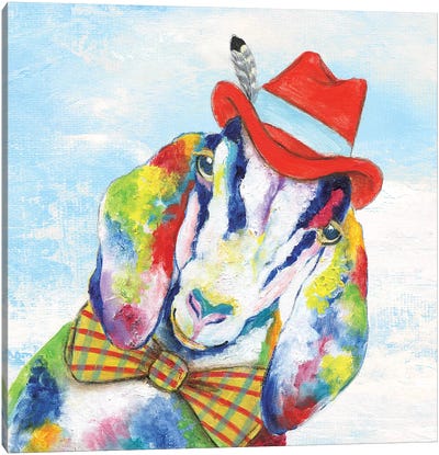 Groovy Goat and Sky Canvas Art Print - Goat Art