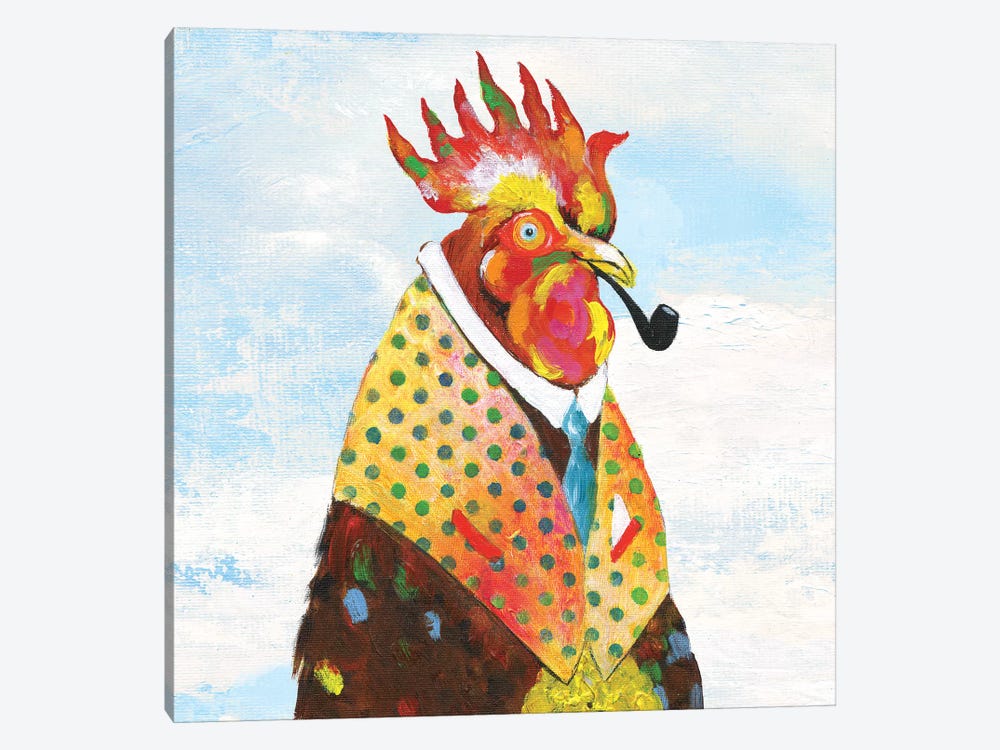 Groovy Rooster and Sky by Tava Studios 1-piece Canvas Print