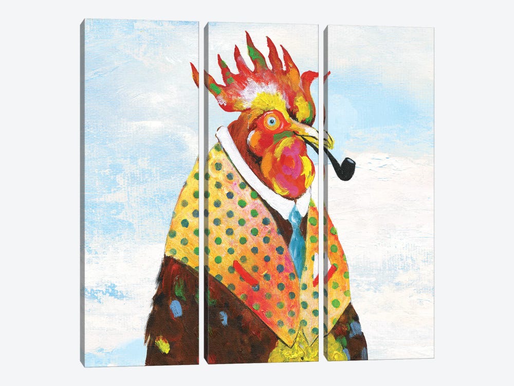 Groovy Rooster and Sky by Tava Studios 3-piece Canvas Print