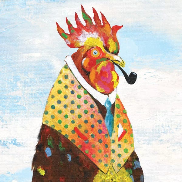Chickens & Roosters: Groovy Rooster and Sky by Tava Studios