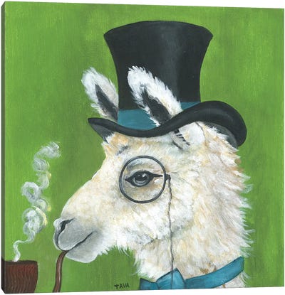 Llama and Pipe Canvas Art Print - Llama & Alpaca Art