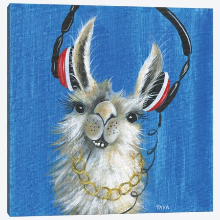Llama Jammin' Canvas Print #TAV119} by Tava Studios Art Print