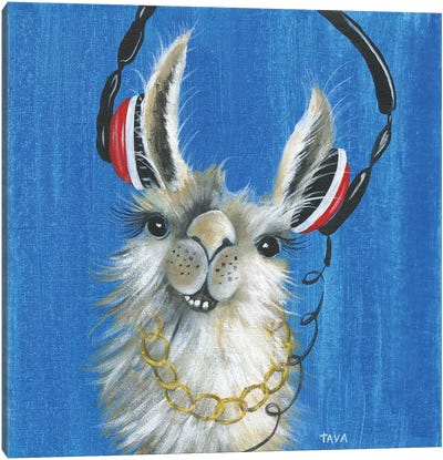 Llama Jammin' Canvas Art Print - Llama & Alpaca Art