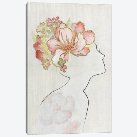 Fashion Floral Silhouette I Canvas Print #TAV165} by Tava Studios Canvas Print