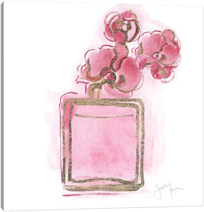 Golden Perfume I Canvas Art Print - Gold & Pink Art