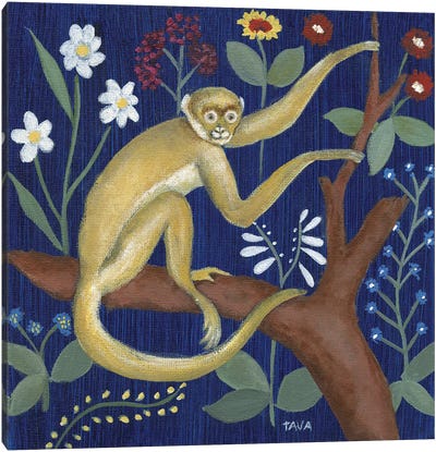 Venezia Monkey Garden II Canvas Art Print - Primate Art