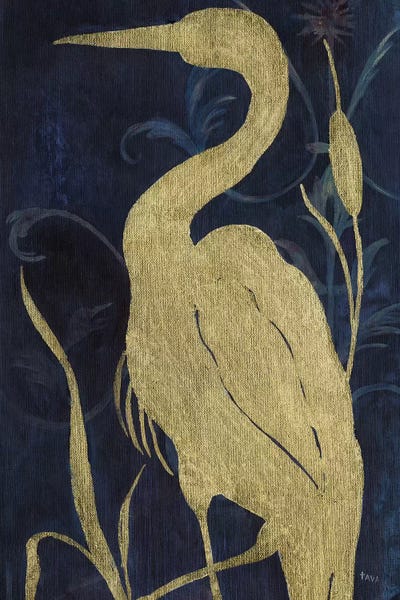 Egrets: Egret on Indigo II by Tava Studios