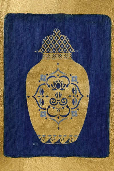Middle Eastern Décor: Sapphire and Gold Urn I by Tava Studios