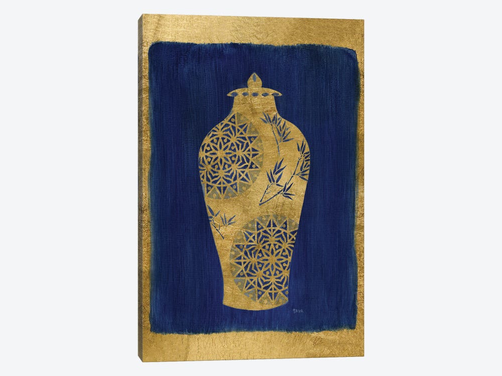 Sapphire and Gold Urn II by Tava Studios 1-piece Canvas Wall Art